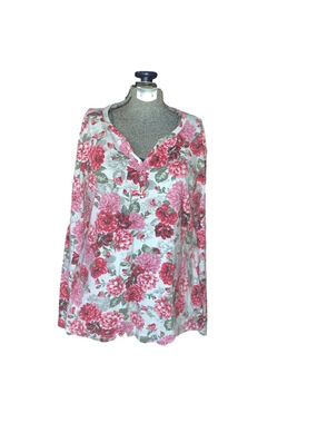 Floral Karen Scott shirt white pink large